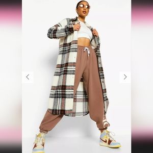 Boohoo cozy faux wool long shacket